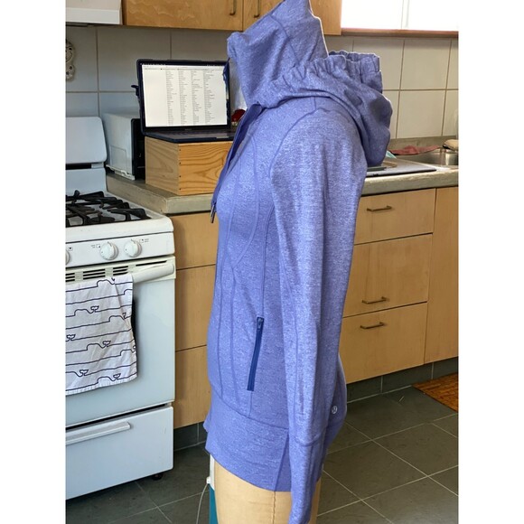 Lululemon Stride Hoodie Front Zip Heathered Purple Active Jacket Size 4 Cuffins - Picture 10 of 12